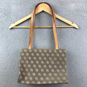 Dooney & Bourke Signature Medium Tote Bag Tan Canvas Leather‎